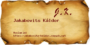 Jakabovits Káldor névjegykártya