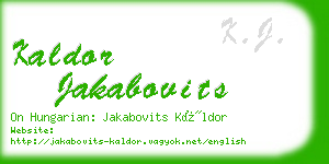 kaldor jakabovits business card